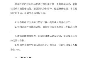 一年级篮球社团训练计划方案